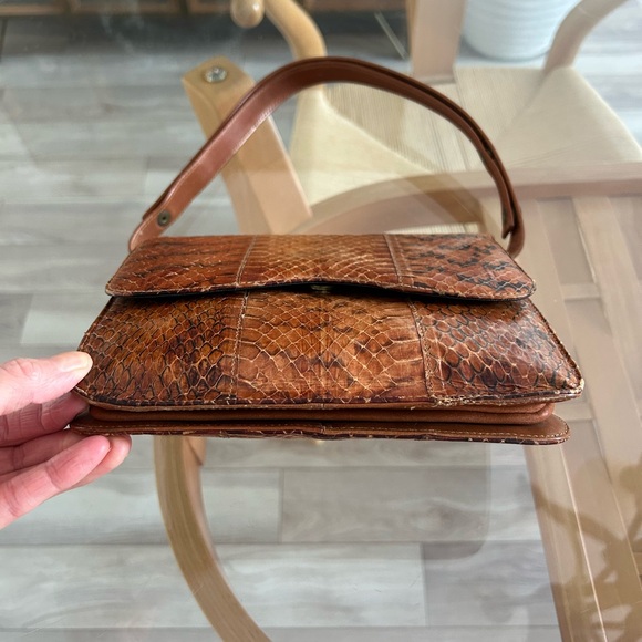 Vintage Snake Skin Leather Handbag - Picture 3 of 12